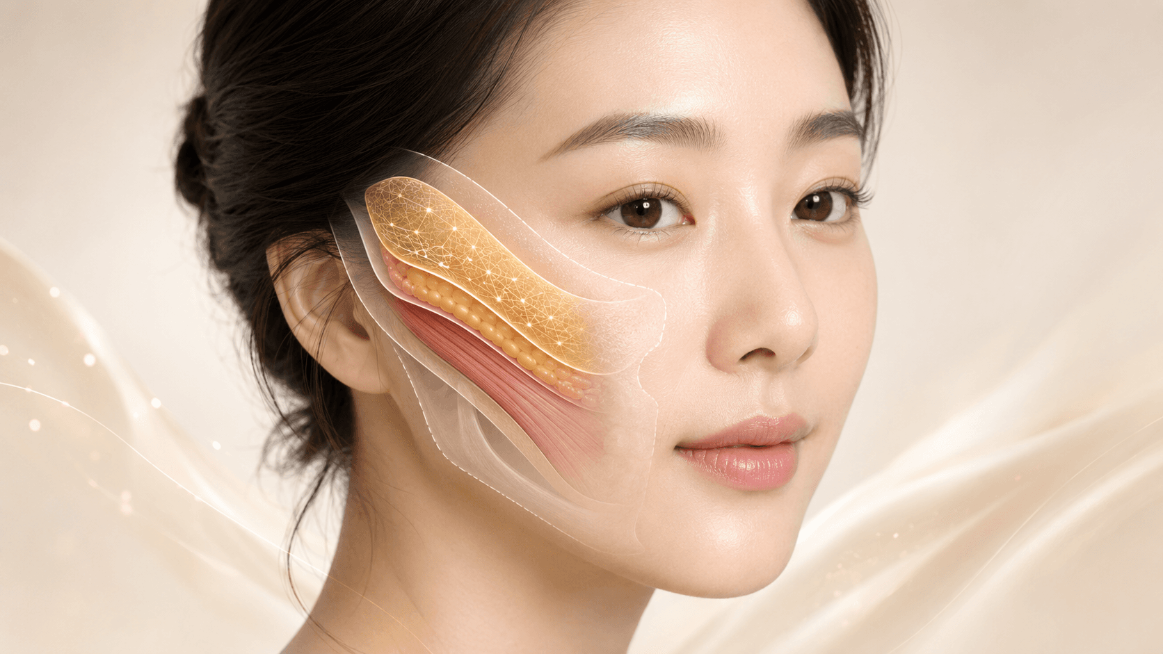 Cheekbone bone vs soft-tissue layer analysis infographic
