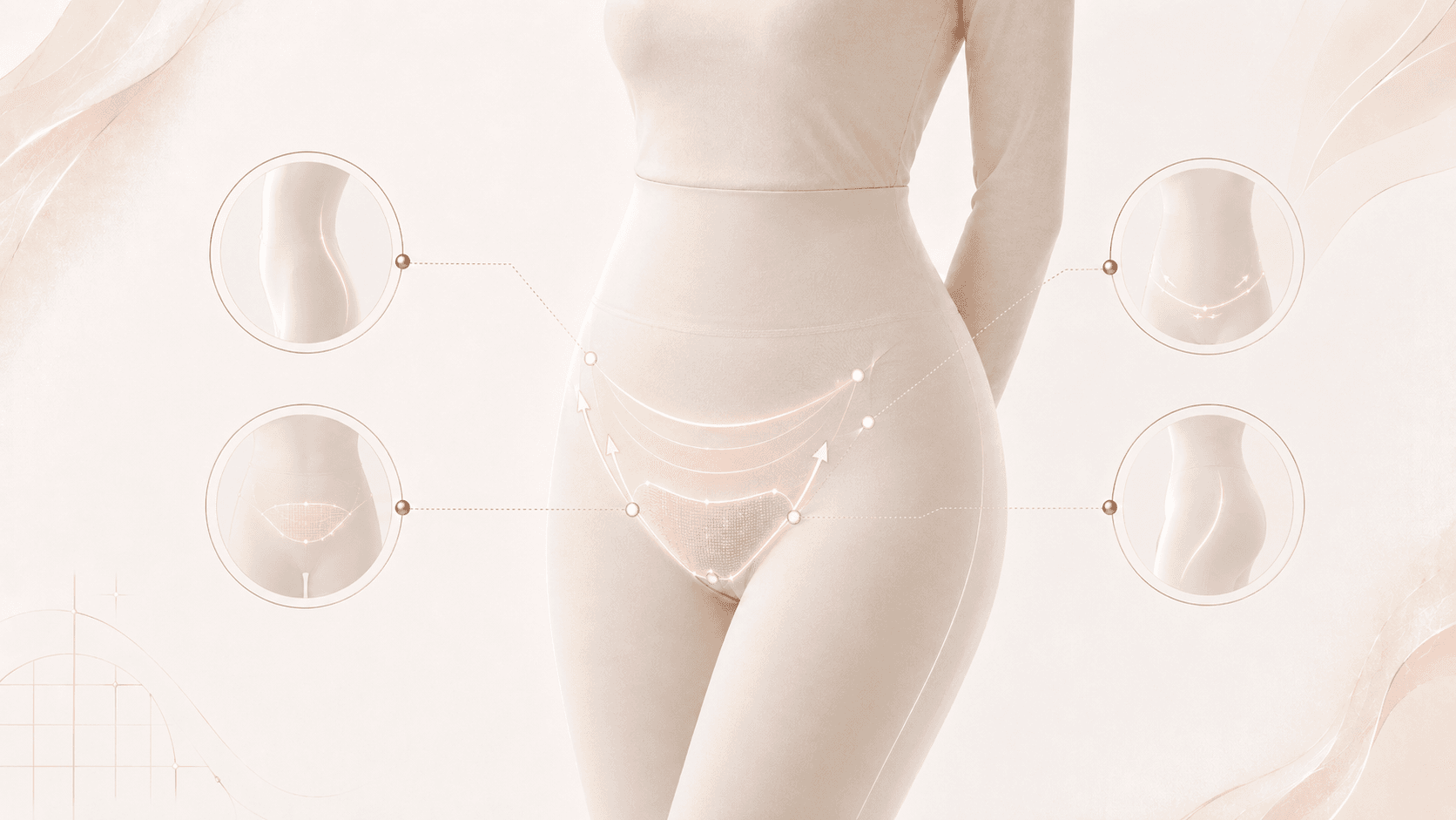 Analysis map of the lower abdomen, mons pubis, upper thigh, and Y-zone connecting line