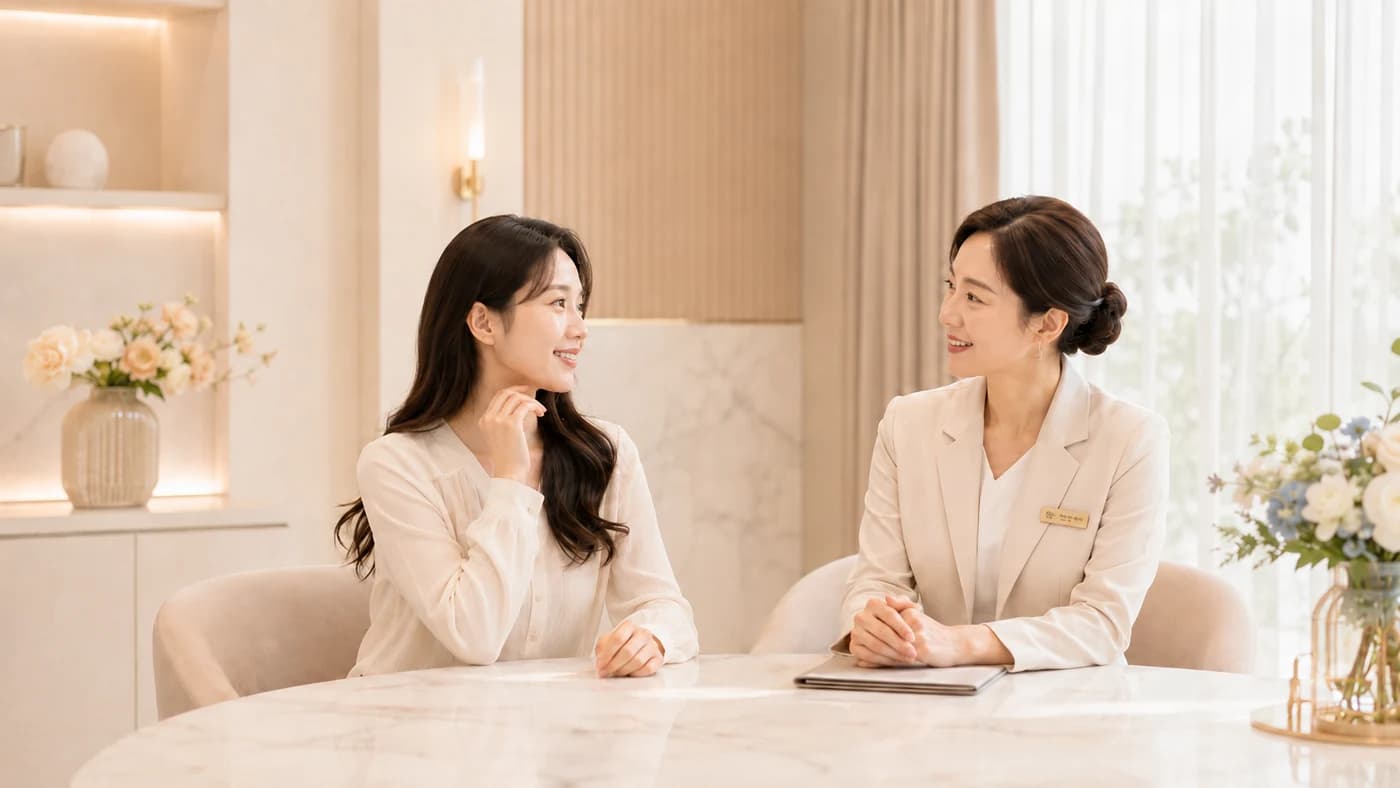 A woman talking with a counsellor across a table in the consultation room