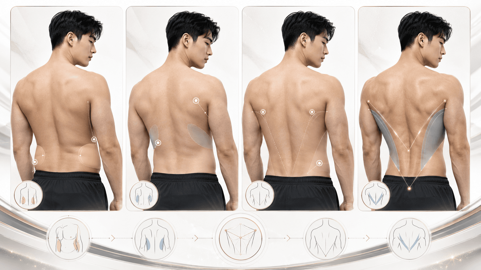 Back-line type classification — lats, upper back, rear waist, balanced