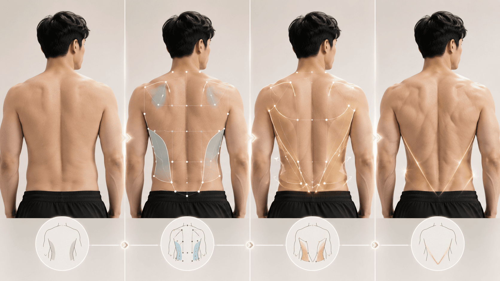Back muscle HD sculpting design method — lat and rear frame design