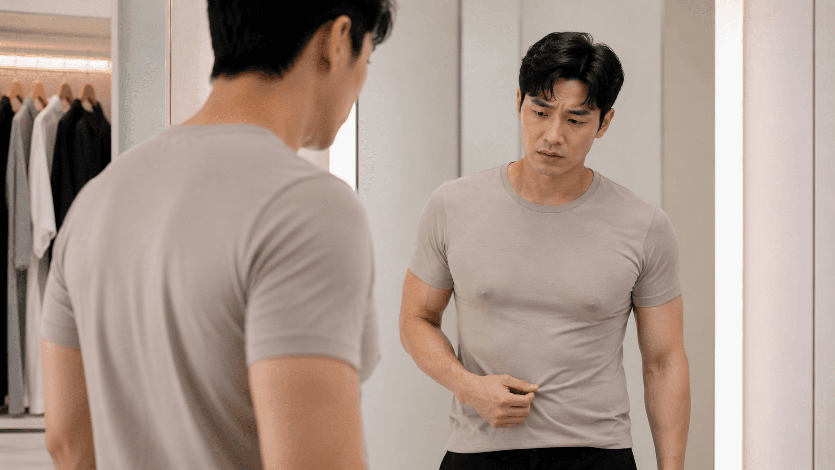 The layered impression of gynecomastia, where volume, skin and the nipple-areola complex are intertwined