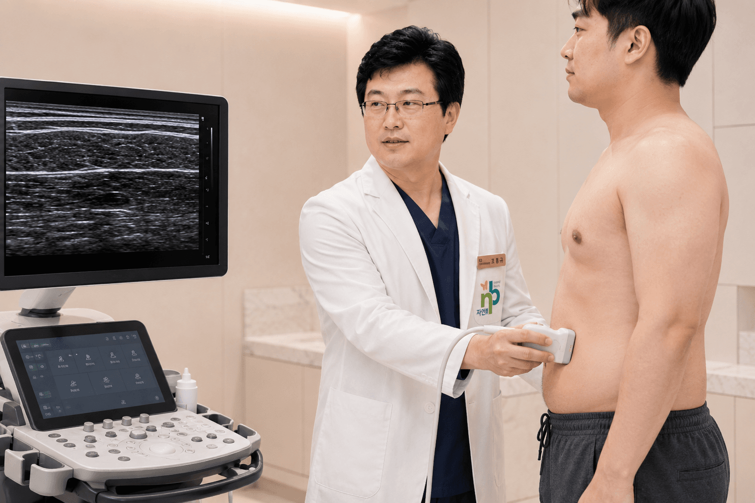 Ultrasound-based male muscle analysis