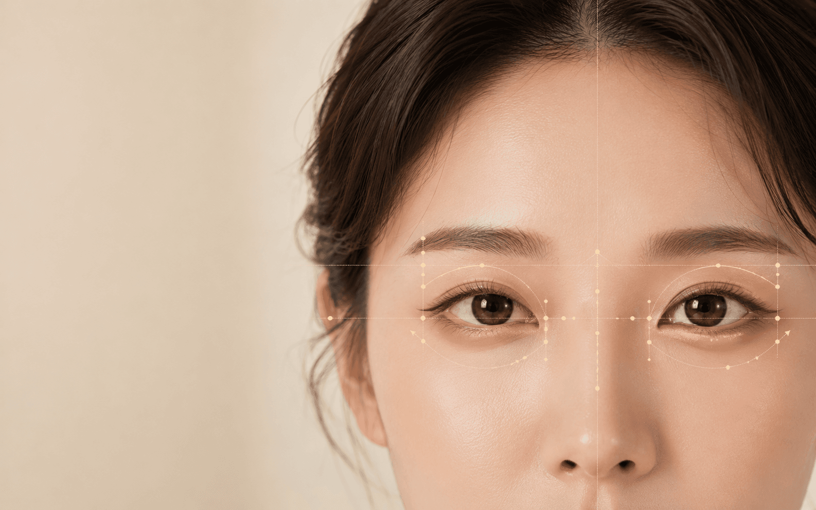 Eye design analysis — how the brows and lids connect to the cheekbones and midface