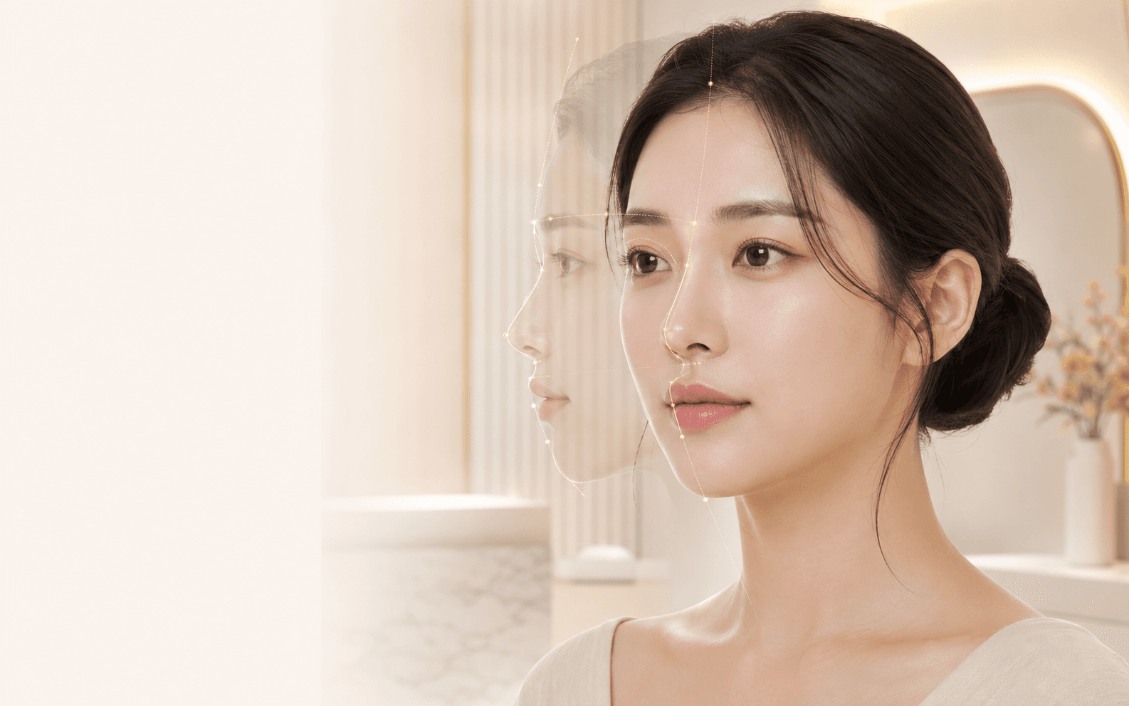 코 디자인 분석 — 이마·코·입술·턱으로 이어지는 측면 라인