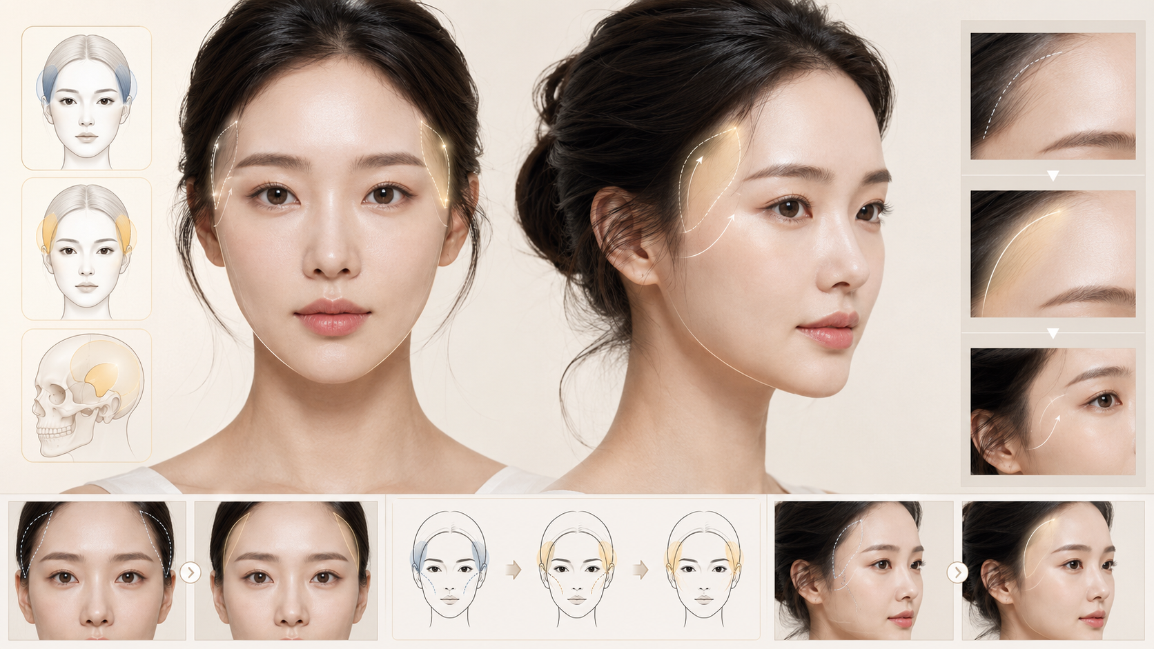 Temple fat-graft upper-face frame design