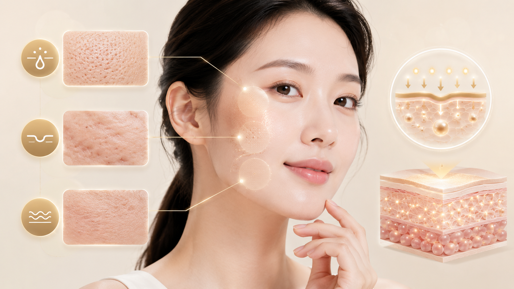 모공·얕은 흉터·피부결 표면 불균일 예시