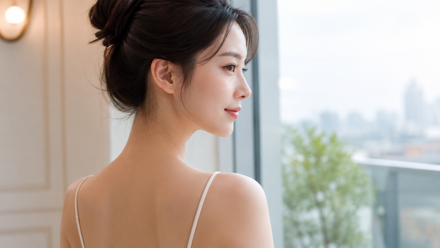 목덜미빼드림 후 정돈된 목선